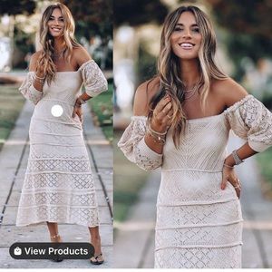 Vici weekend escape tiered crochet midi dress XS